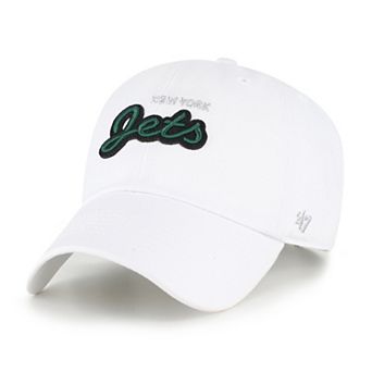 Women's '47 White New York Jets Trendy Script Clean Up Adjustable Hat