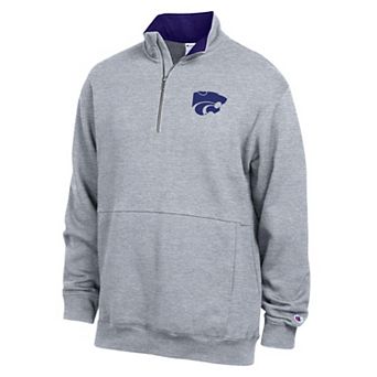 Men's Champion Heather Gray Kansas State Wildcats Fleece Quarter-Zip Pullover