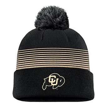 Men's Nike Black Colorado Buffaloes 2026 On-Field Peak Cuffed Knit Hat with Pom