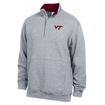 Men's Champion Heather Gray Virginia Tech Hokies Fleece Quarter-Zip Pullover