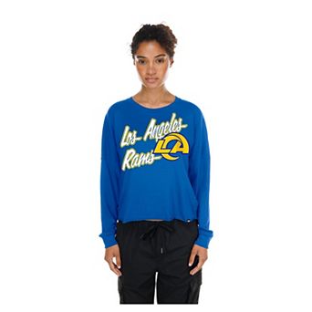 Women's New Era Royal Los Angeles Rams Cropped Oversized Long Sleeve T-Shirt