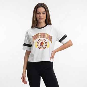 Women's Champion White USC Trojans Striped Ringer T-Shirt
