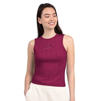 Women's Starter Maroon New York Giants Rhinestone Sprinkle Ribbed Tank