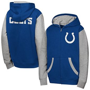 Youth Outerstuff Royal Indianapolis Colts Stadium Colorblock Full-Zip Hoodie