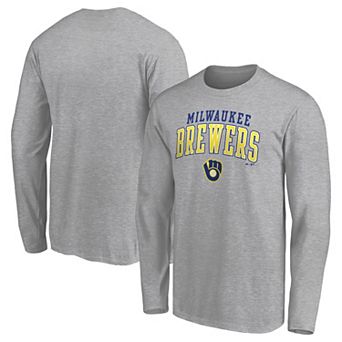 Men's Fanatics Heather Gray Milwaukee Brewers Iconic Long Sleeve T-Shirt