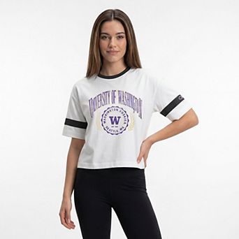 Women's Champion White Washington Huskies Striped Ringer T-Shirt