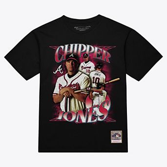 Men's Mitchell & Ness Chipper Jones Black Atlanta Braves Cooperstown Collection Big & Tall Legendary Collage Player Graphic T-Shirt