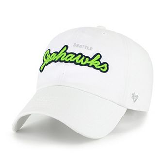 Women's '47 White Seattle Seahawks Trendy Script Clean Up Adjustable Hat