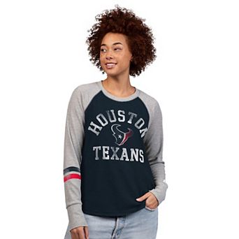 Women's Starter Navy/Gray Houston Texans Waffle-Knit Raglan Long Sleeve T-Shirt