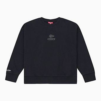 Women's Mitchell & Ness Black Kansas City Chiefs Core Essentials Micro Logo Fleece Sweatshirt