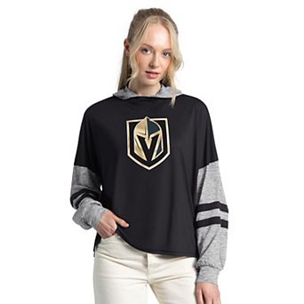 Women's Starter Black Vegas Golden Knights Fuel Up Long Sleeve Hooded T-Shirt