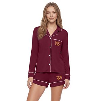 Women's Concepts Sport Burgundy Washington Commanders Medley Long Sleeve Button-Up and Shorts Sleep Set