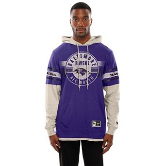 Men's New Era Purple Baltimore Ravens Twofer Layered Long Sleeve Hoodie T-Shirt