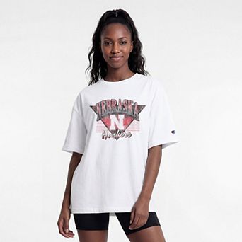 Women's Champion White Nebraska Huskers Retro Oversized T-Shirt