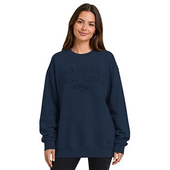 Women's Starter Navy Denver Broncos Athleisure Oversized Fleece Sweatshirt