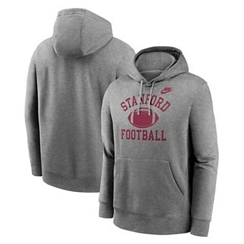 Men's Nike Heather Gray Stanford Cardinal Legacy Football Icon Club Fleece Pullover Hoodie