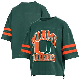 Women's Pressbox Green Miami Hurricanes Wayne Tyler Cropped T-Shirt