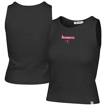 Women's '47 Black Tampa Bay Buccaneers Cropped Straight Cut Ribbed Baby Tank Top