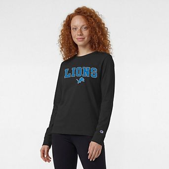 Women's Champion Black Detroit Lions Core Logo Long Sleeve T-Shirt