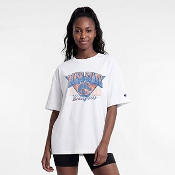 Women's Champion White Boise State Broncos Retro Oversized T-Shirt