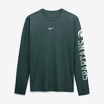 Men's Nike Green Michigan State Spartans Primetime Logo Sleeve Legend Dri-FIT Long Sleeve T-Shirt