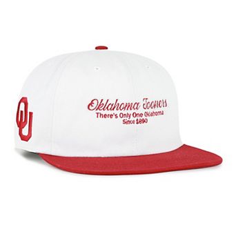 Men's '47 White/Crimson Oklahoma Sooners Script Stack Relaxed Captain Adjustable Hat