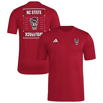 Men's adidas Red NC State Wolfpack Locker Football Icon AEROREADY Pre-Game T-Shirt