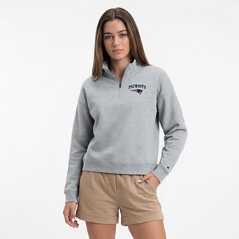 Women's Champion Heather Gray New England Patriots Powerblend Quarter-Zip Sweatshirt