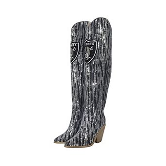 Cuce Las Vegas Raiders Over-the-Knee Two-Tone Sequin Boots
