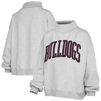 Women's Pressbox Gray Mississippi State Bulldogs Oversized Nelson Mock Neck Sweatshirt
