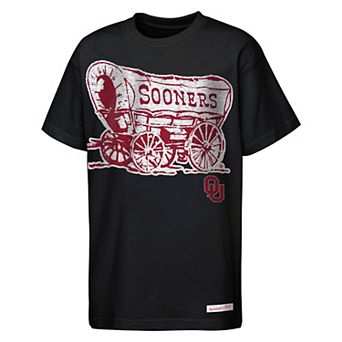 Youth Mitchell & Ness Black Oklahoma Sooners Mascot Big Face Heavyweight T-Shirt
