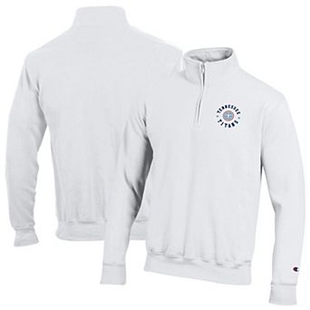 Men's Champion White Tennessee Titans Powerblend Quarter-Zip Pullover