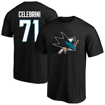 Men's Fanatics Macklin Celebrini Black San Jose Sharks Big & Tall Name & Number T-Shirt