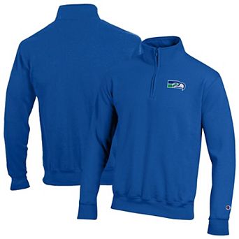 Men's Champion Royal Seattle Seahawks Powerblend Quarter-Zip Pullover