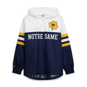 Men's Mitchell & Ness Navy Notre Dame Fighting Irish Head Coach Lightweight Anorak Half-Zip Windbreaker