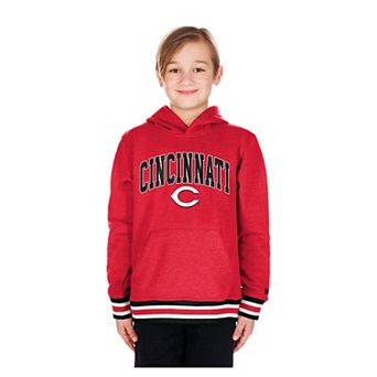 Youth New Era Red Cincinnati Reds Knit Trim Pullover Hoodie