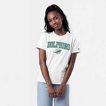 Women's Champion White Miami Dolphins Arched Over Logo T-Shirt