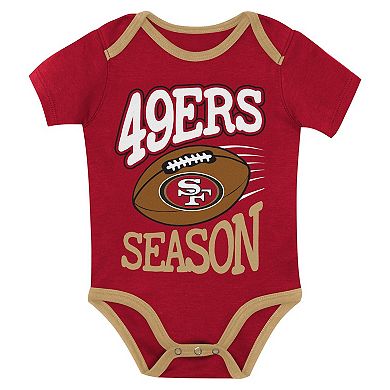 Newborn Outerstuff San Francisco 49ers First Round Pick Three-Piece Creeper Set
