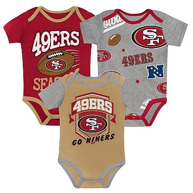 Newborn Outerstuff San Francisco 49ers First Round Pick Three-Piece Creeper Set