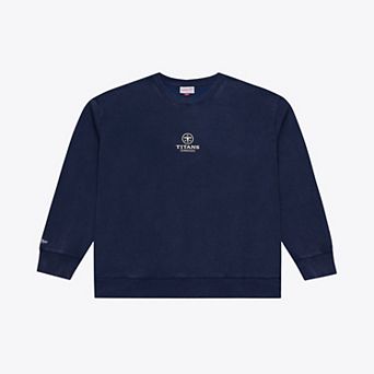 Men's Mitchell & Ness Navy Tennessee Titans Micro Logo Fleece Sweatshirt