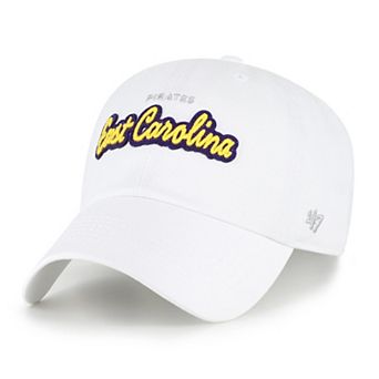 Women's '47 White ECU Pirates Trendy Script Clean Up Adjustable Hat
