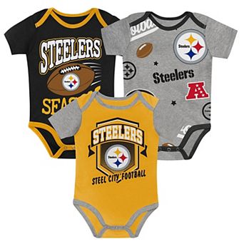 Newborn Outerstuff Pittsburgh Steelers First Round Pick Three-Piece Creeper Set