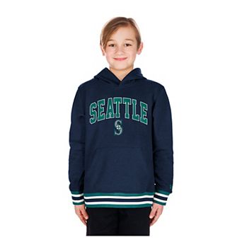 Youth New Era Navy Seattle Mariners Knit Trim Pullover Hoodie