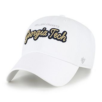 Women's '47 White Georgia Tech Yellow Jackets Trendy Script Clean Up Adjustable Hat