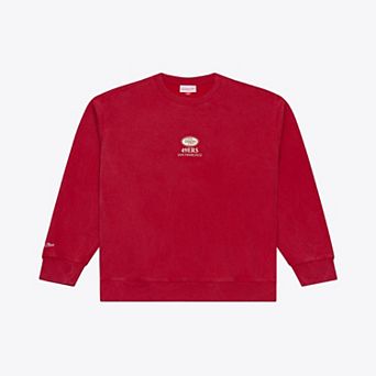 Men's Mitchell & Ness Scarlet San Francisco 49ers Micro Logo Fleece Sweatshirt