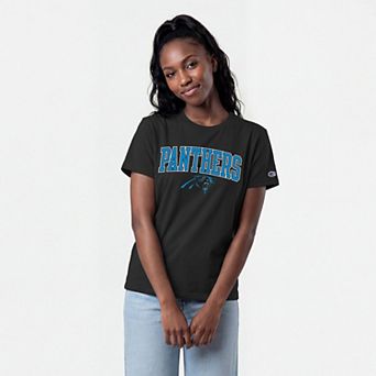 Women's Champion Black Carolina Panthers Arched Over Logo T-Shirt