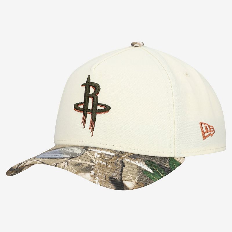 Men's New Era Cream Houston Rockets Realtree Chrome Two-Tone 9FORTY A-Frame Adjustable Hat, Beige