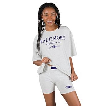 Women's Concepts Sport Gray Baltimore Ravens Fray T-Shirt and Briefs Sleep Set