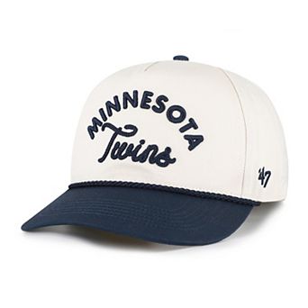 Men's '47 Natural/Navy Minnesota Twins Rope Script Hitch Adjustable Hat