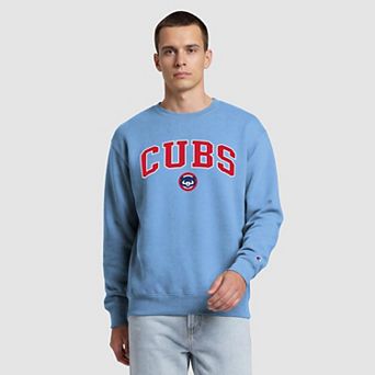 Men's Champion Light Blue/Red Chicago Cubs Volume Sweatshirt